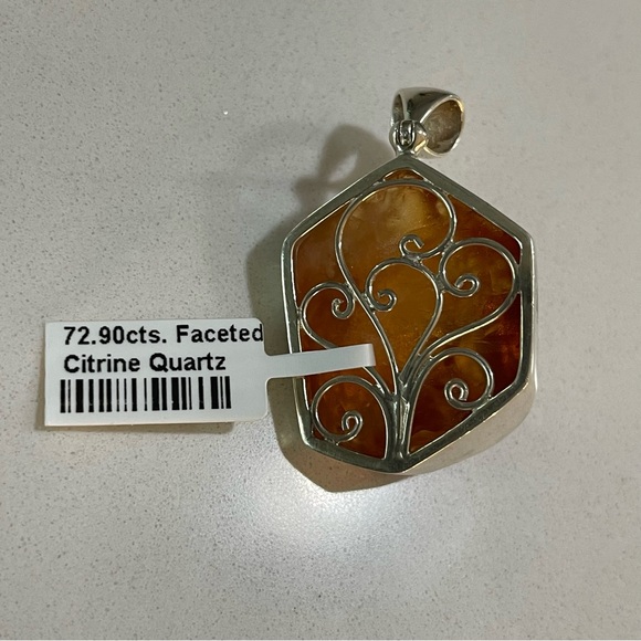 One of a kind 72.90 carat faceted Citrine Quartz Pendant - Picture 8 of 11